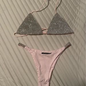 Sparkly pink lingerie or rave set